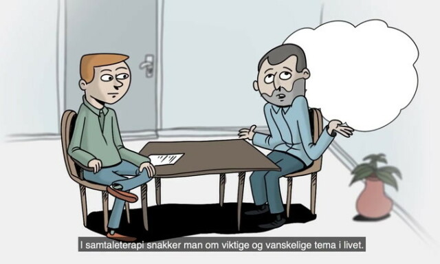 image: Hva er samtaleterapi? Slik foregår samtaleterapi og hvordan kan dette hjelpe deg? Video: Nasjonalt kunnskapssenter om vold og traumatisk stress (NKVTS)
